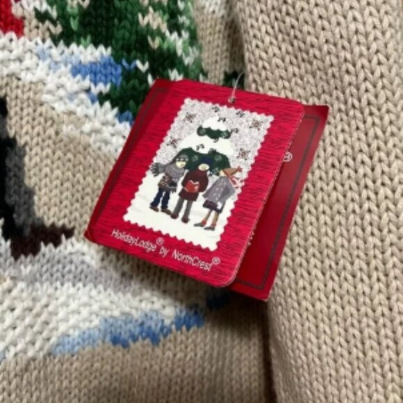 Holiday Lodge Vintage Cream & Blue Turtleneck Sweater Winter Scene Medium NWT - Picture 6 of 10